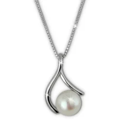 SilberDream Halskette Süßwasser Perle weiß 925 Sterling Silber Damen SDK1548W