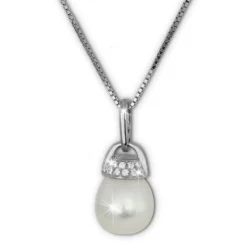 SilberDream Halskette Süßwasser Perle weiß Zirkonia 925 Silber Damen SDK1519W