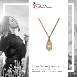 SilberDream Halskette Süßwasser Perle rose vergoldet 925 Silber Damen SDK1519E
