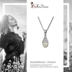 SilberDream Halskette Süßwasser Perle weiß Zirkonias 925 Silber Damen SDK1528W