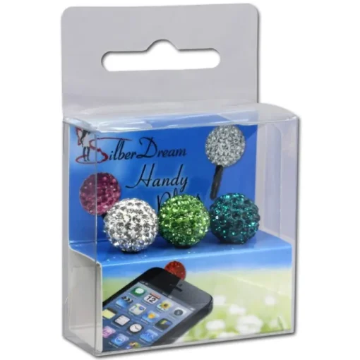SilberDream Handystecker Shamballa 3 Glitzerkugeln weiß,grün,türkis GST12