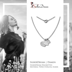 SilberDream Kette 3 Herzen 925er Sterling Silber 45cm Halskette SDK8001J
