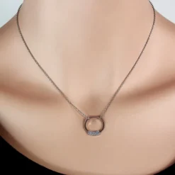 SilberDream Kette Circle Zirkonia weiß 925 Silber 42-46cm Halskette GSK406W