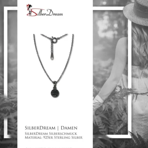 SilberDream Kette Circle Zirkonia schwarz 925er Silber 42-45cm Halskette GSK403S