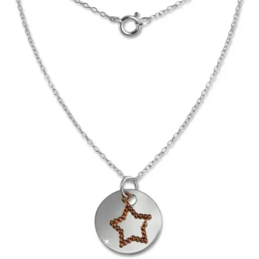 SilberDream Kette Doppel Anhänger Stern rose vergoldet 925 Silber 45 cm SDK8005E