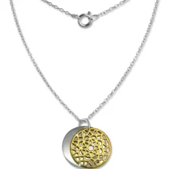 SilberDream Kette Doppel Plakette gold vergoldet 925 Silber 45 cm SDK8008Y