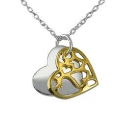 SilberDream Kette Doppel Herz vergoldet 925 Sterling Silber 45cm SDK8007Y