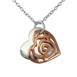 SilberDream Kette Doppel Herz rose vergoldet 925 Sterling Silber 45,5cm SDK8006E