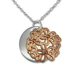 SilberDream Kette Doppel Plakette rose vergoldet 925 Silber 45 cm SDK8003E