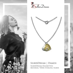SilberDream Kette Doppel Herz vergoldet 925 Sterling Silber 45cm SDK8007Y