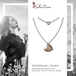 SilberDream Kette Doppel Plakette rose vergoldet 925 Silber 45 cm SDK8003E