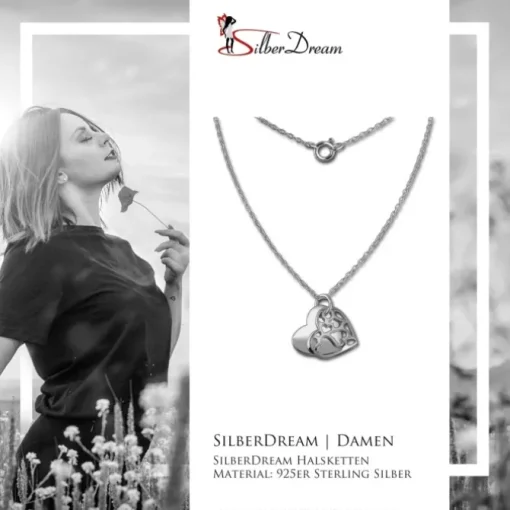 SilberDream Kette Doppel Herz 925 Sterling Silber 45cm SDK8007J