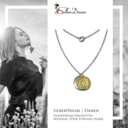 SilberDream Kette Doppel Plakette gold vergoldet 925 Silber 45 cm SDK8008Y