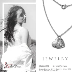 SilberDream Kette Doppel Herz 925 Sterling Silber 45cm SDK8007J