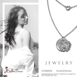 SilberDream Kette Doppel Plakette 925 Silber 45 cm SDK8003J