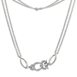 SilberDream Kette Eule Zirkonia weiß 925er Silber 44cm Halskette SDK424W