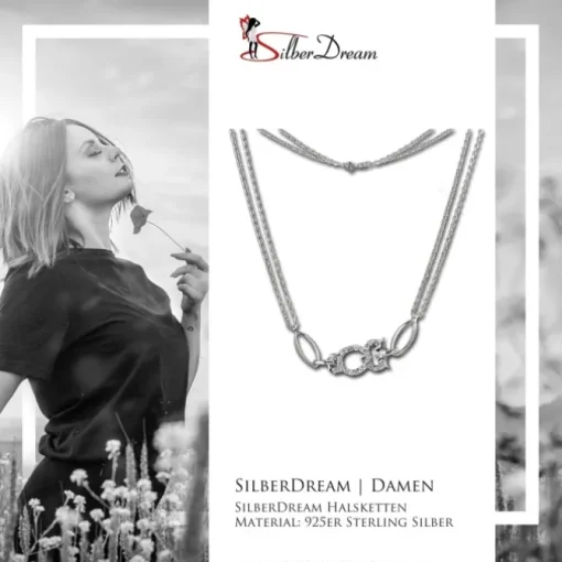 SilberDream Kette Eule Zirkonia weiß 925er Silber 44cm Halskette SDK424W