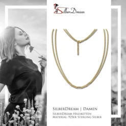 SilberDream Kette Fantasie 925 Silber vergoldet Damen 45cm + 3cm SDKK0045Y