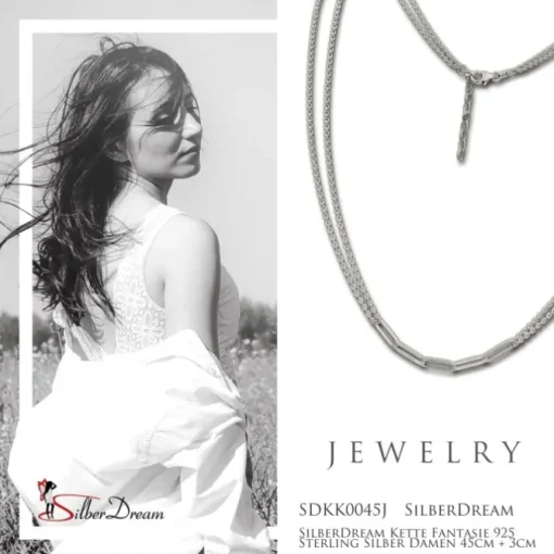 SilberDream Kette Fantasie 925 Sterling Silber Damen 45cm + 3cm SDKK0045J