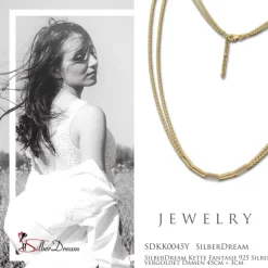 SilberDream Kette Fantasie 925 Silber vergoldet Damen 45cm + 3cm SDKK0045Y