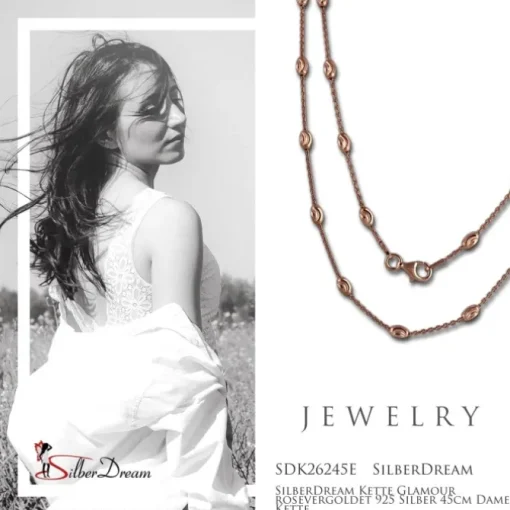 SilberDream Kette Glamour rosevergoldet 925 Silber 45cm Damen Kette SDK26245E