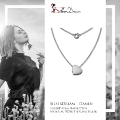 SilberDream Kette Herz 925er Sterling Silber 45cm Halskette SDK8000J