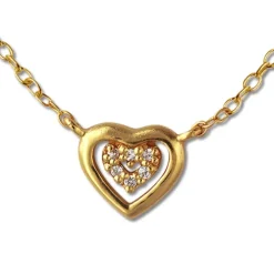 SilberDream Kette Herz vergoldet 925er Sterling Silber 45cm Halskette SDK8009Y