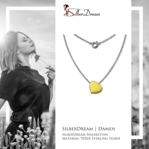 SilberDream Kette Herz vergoldet 925 Sterling Silber 45cm Halskette SDK8000Y