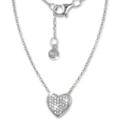 SilberDream Kette Herz Zirkonia weiß 925er Silber 41-44cm Halskette GSK401W