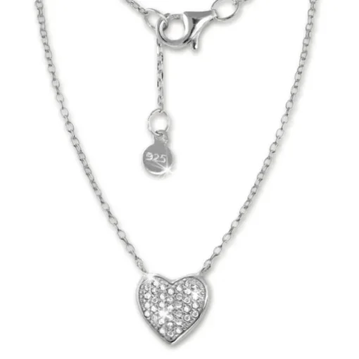 SilberDream Kette Herz Zirkonia weiß 925er Silber 41-44cm Halskette GSK401W