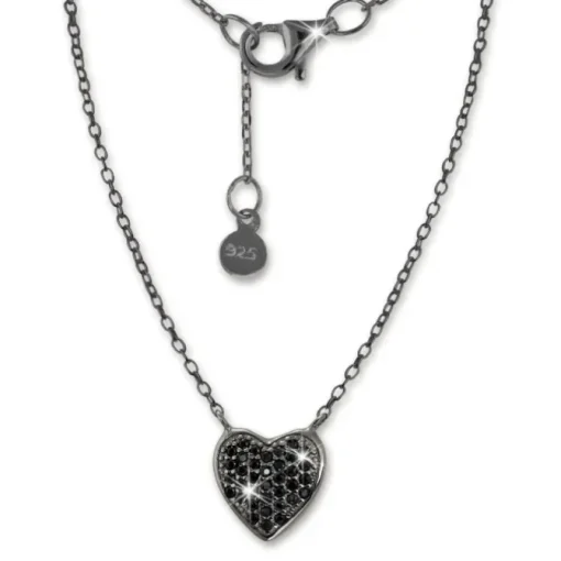 SilberDream Kette Herz Zirkonia schwarz 925er Silber 41-44cm Halskette GSK401S
