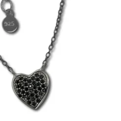 SilberDream Kette Herz Zirkonia schwarz 925er Silber 41-44cm Halskette GSK401S