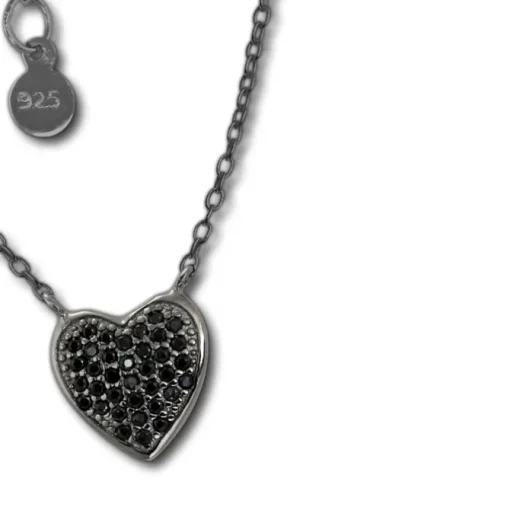 SilberDream Kette Herz Zirkonia schwarz 925er Silber 41-44cm Halskette GSK401S