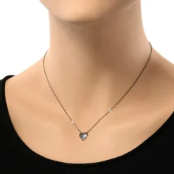 SilberDream Kette Herz Zirkonia schwarz 925er Silber 41-44cm Halskette GSK401S