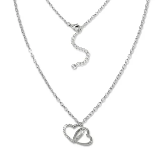 SilberDream Kette Herzen Zirkonia weiß 925 Silber 42-44cm Halskette GSK409W