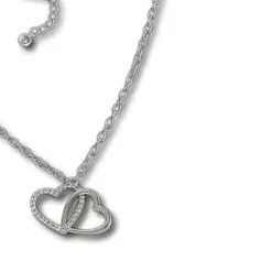 SilberDream Kette Herzen Zirkonia weiß 925 Silber 42-44cm Halskette GSK409W