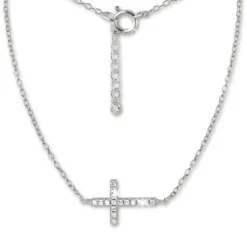 SilberDream Kette Kreuz Zirkonia weiß 925er Silber 43-46cm Halskette GSK402W