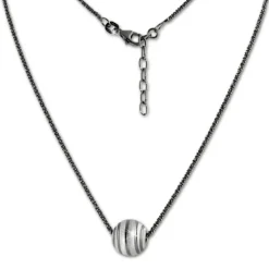 SilberDream Kette Kugelspirale 42cm - 47cm schwarz 925er Silber Damen SDK29342S