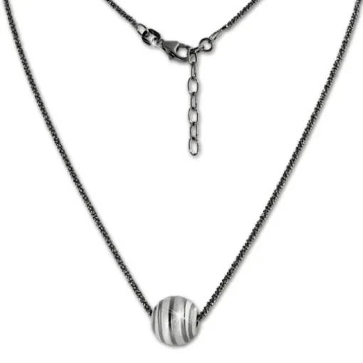 SilberDream Kette Kugelspirale 42cm - 47cm schwarz 925er Silber Damen SDK29342S