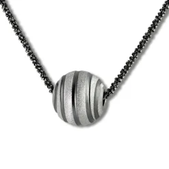 SilberDream Kette Kugelspirale 42cm - 47cm schwarz 925er Silber Damen SDK29342S