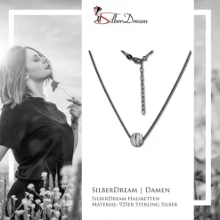 SilberDream Kette Kugelspirale 42cm - 47cm schwarz 925er Silber Damen SDK29342S
