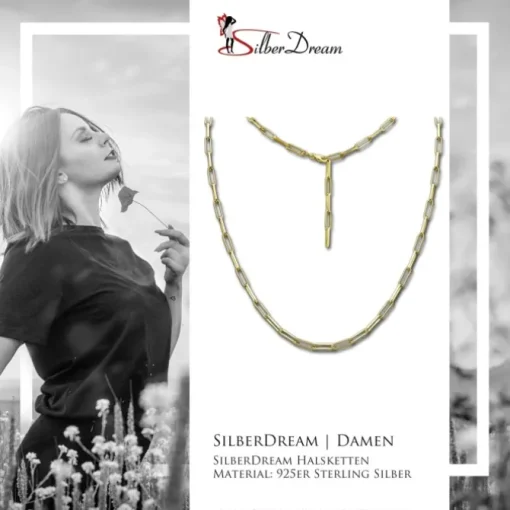 SilberDream Kette Laguna 925 Sterling Silber vergoldet Damen 48cm SDKK0018Y