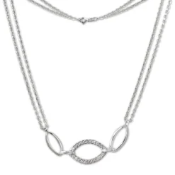 SilberDream Kette Oval Zirkonia weiß 925er Silber 45cm Halskette SDK425W