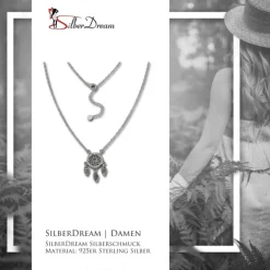 SilberDream Kette Traumfänger Zirkonia weiß 925 Silber 44-47cm Halskette GSK407W