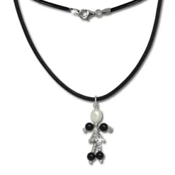 SilberDream Kette und Anhänger Dancer weiß/schwarz 925 Silber SDK100