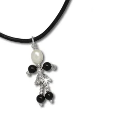 SilberDream Kette und Anhänger Dancer weiß/schwarz 925 Silber SDK100