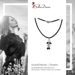SilberDream Kette und Anhänger Dancer weiß/schwarz 925 Silber SDK100
