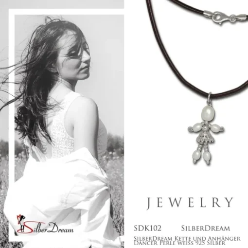 SilberDream Kette und Anhänger Dancer Perle weiß 925 Silber SDK102