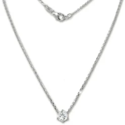 SilberDream Kette Zirkonia Stein weiß 925er Silber 46cm Halskette GSK20046W