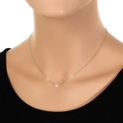 SilberDream Kette Zirkonia Stein weiß 925er Silber 46cm Halskette GSK20046W